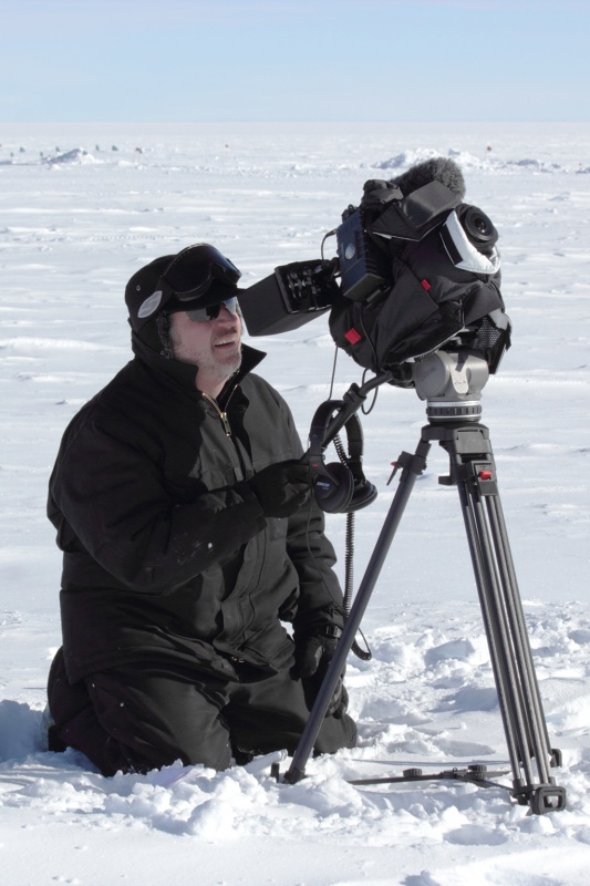 <span class="jb-title">IceCube staff (James Roth, U of Delaware shown) took a special camera to the South Pole during the 2012-13 season to shoot video for <em>Chasing the Ghost Particle</em>. This film is a co-production of the Milwaukee Public Museum and the Wisconsin IceCube Particle Astrophysics Center (WIPAC) at the University of Wisconsin–Madison.</span><br/>