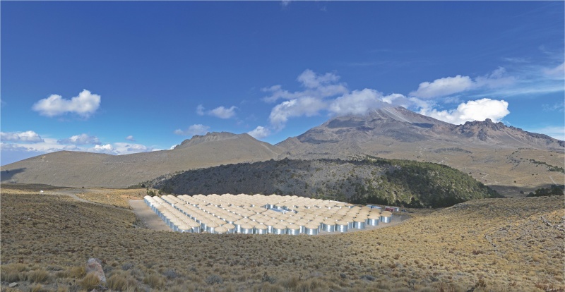 <span class="jb-title">The HAWC Observatory is a TeV gamma-ray air-shower detector at the foot of the Pico de Orizaba mountain in Sierra Negra, Mexico. The HAWC Detector consists of a densely packed array of 300 water tank Cherenkov detectors covering an area of about 22,000 square meters.</span><br/>